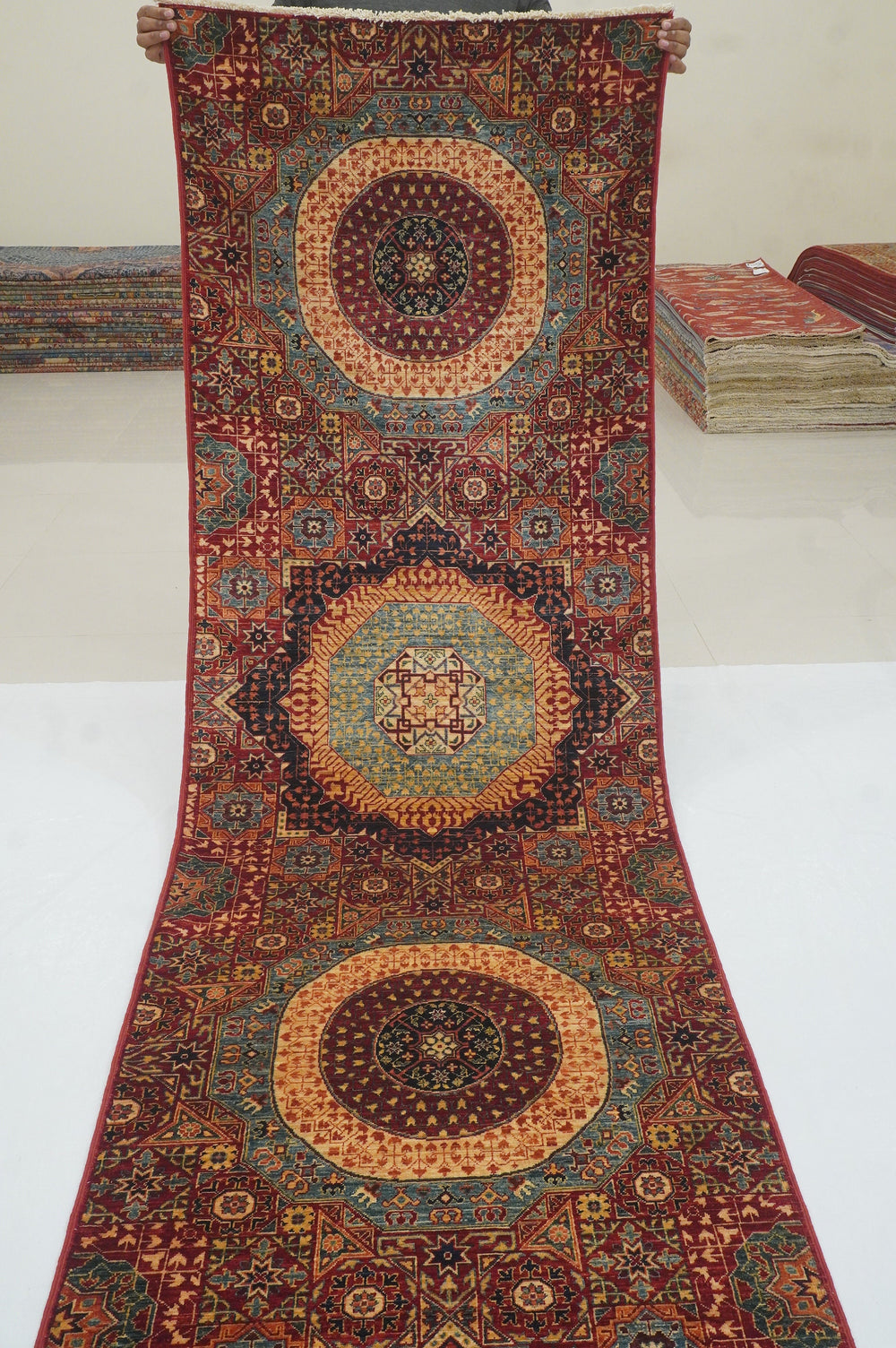 17 Ft Red Mamluk Turkish Hand knotted Runner rug - Yildiz Rugs