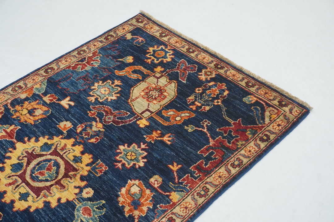 8 ft Bidjar Navy Blue Afghan Hand knotted Oriental Runner Rug - Yildiz Rugs