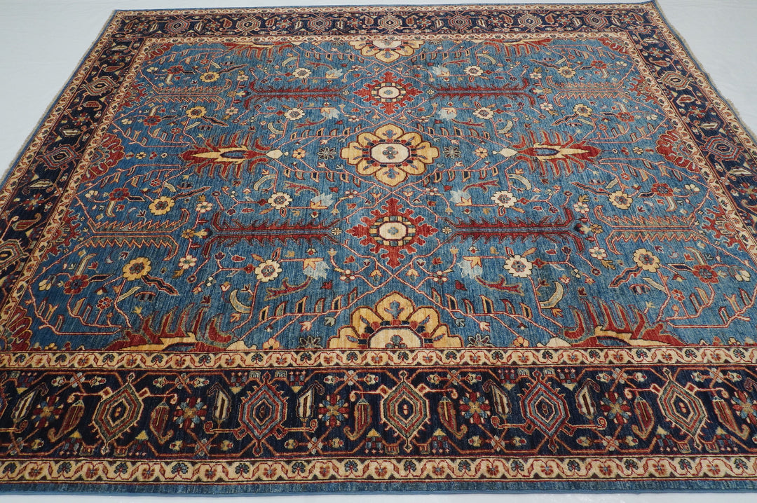 8x10 Blue Heriz Afghan Hand knotted Oriental Rug - Yildiz Rugs