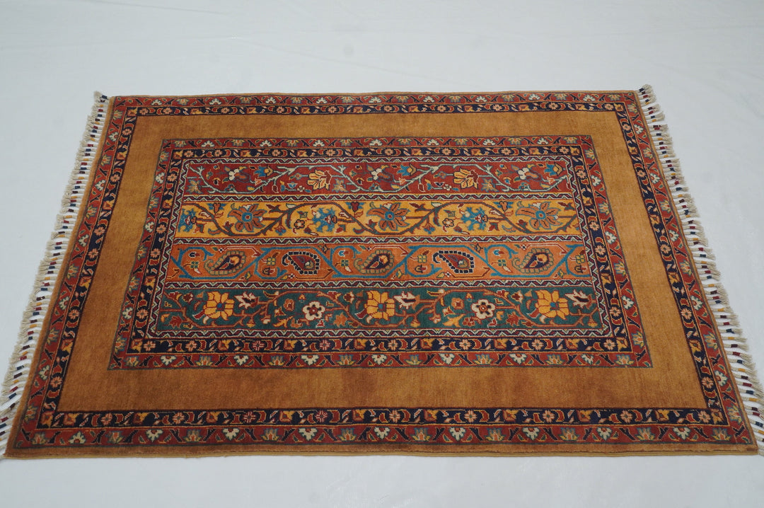 3x5 Brown Turkish Shawl Pattern Hand Knotted Tribal Rug - Yildiz Rugs