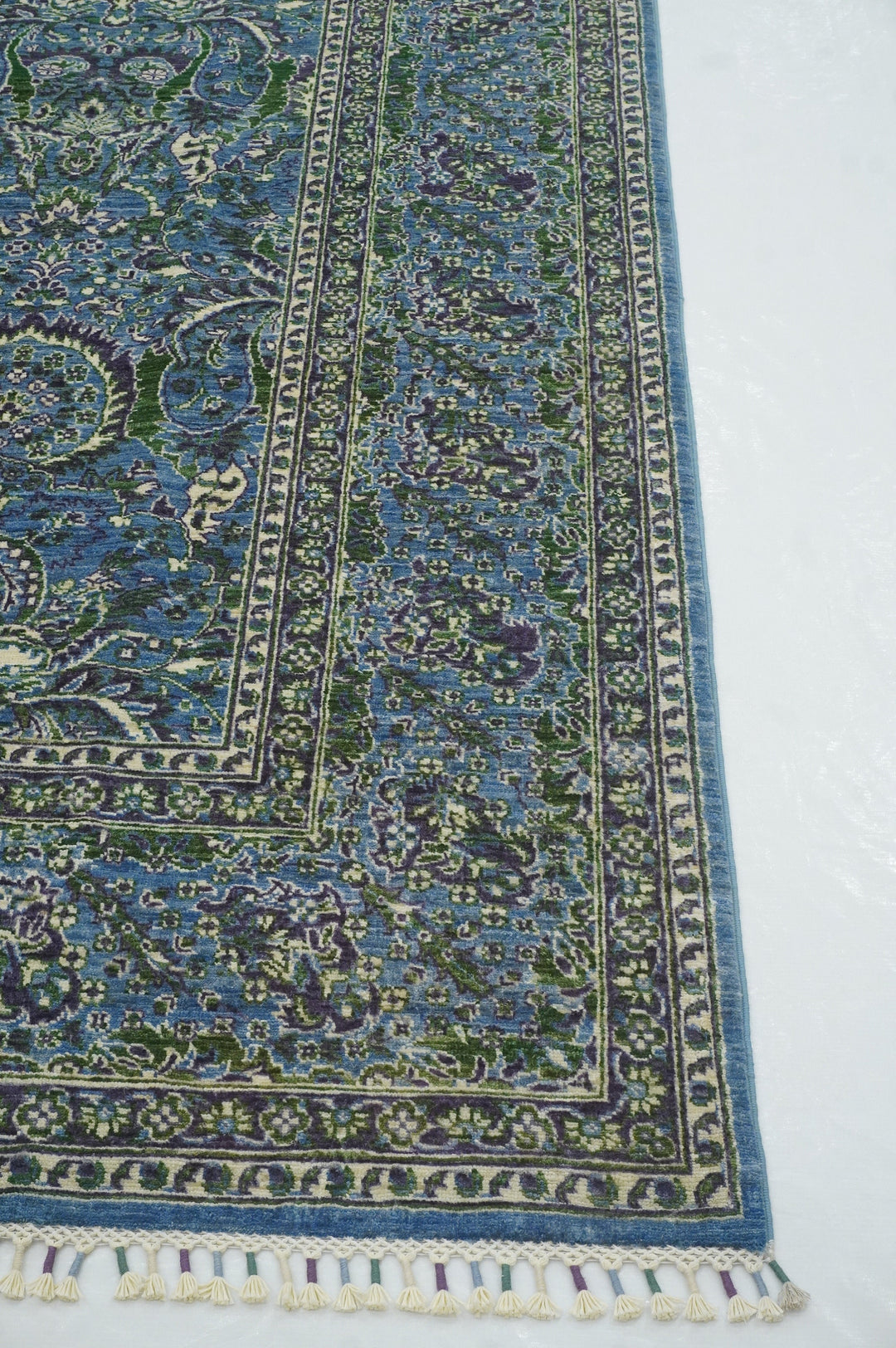 7x9 Turkish Hereke Soft Blue Purple Green Hand knotted Rug - Yildiz Rugs