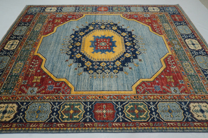 8x10 Blue Heriz Afghan Hand knotted Oriental Rug - Yildiz Rugs