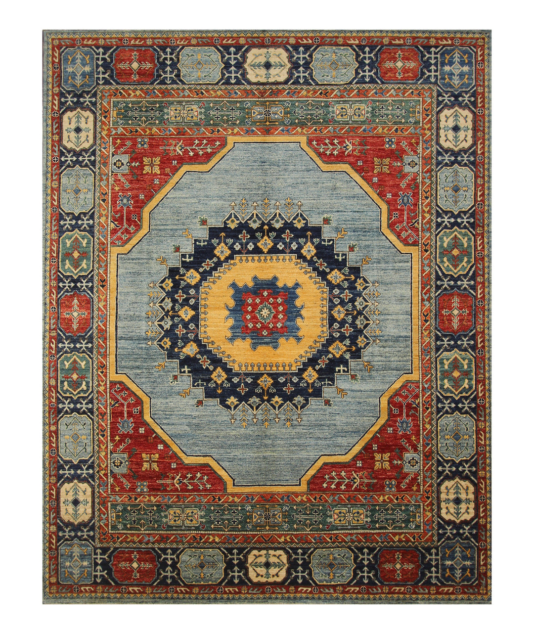 8x10 Blue Heriz Afghan Hand knotted Oriental Rug - Yildiz Rugs