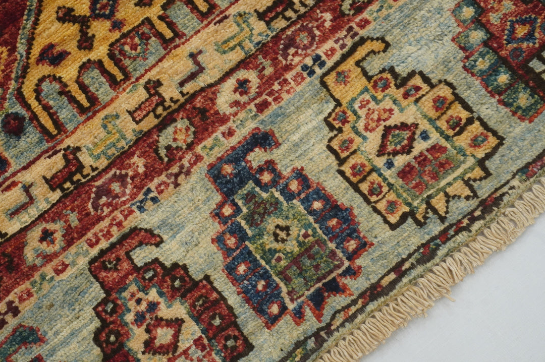 2x5 Blue Tribal Gabbeh Afghan Hand knotted Narrow Runner - Yildiz Rugs