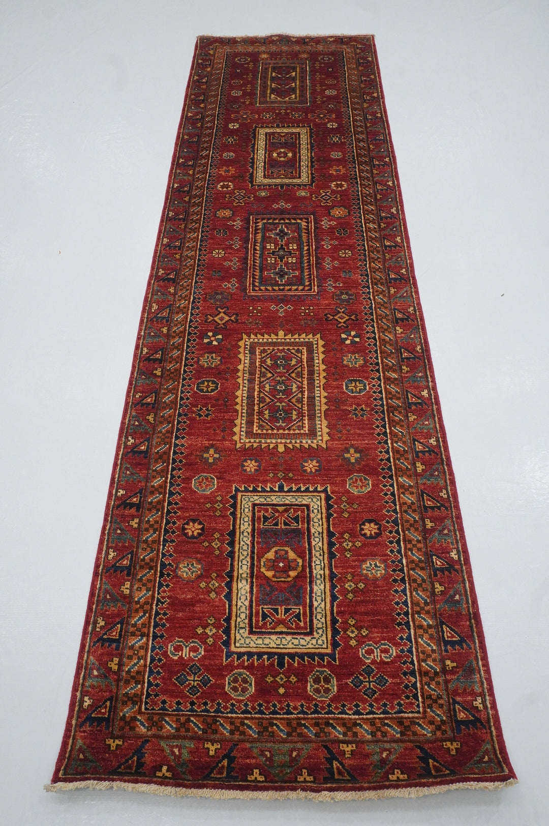 10 Ft Red Baluch Afghan hand knotted Oriental Runner Rug - Yildiz Rugs