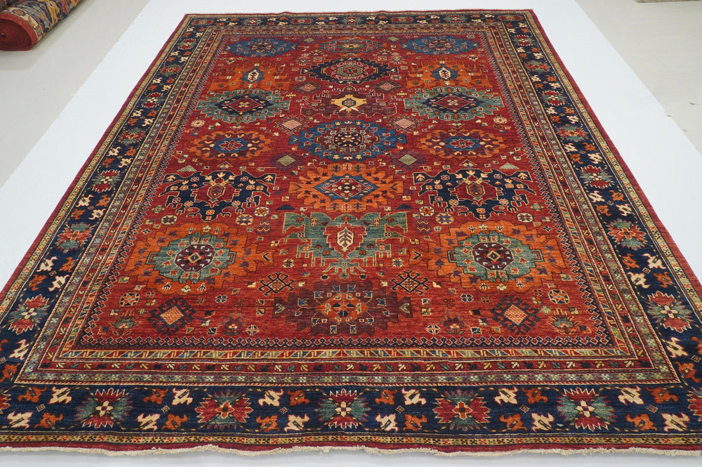 8x10 Deep Red Baluch Afghan Hand knotted Oriental Rug - Yildiz Rugs