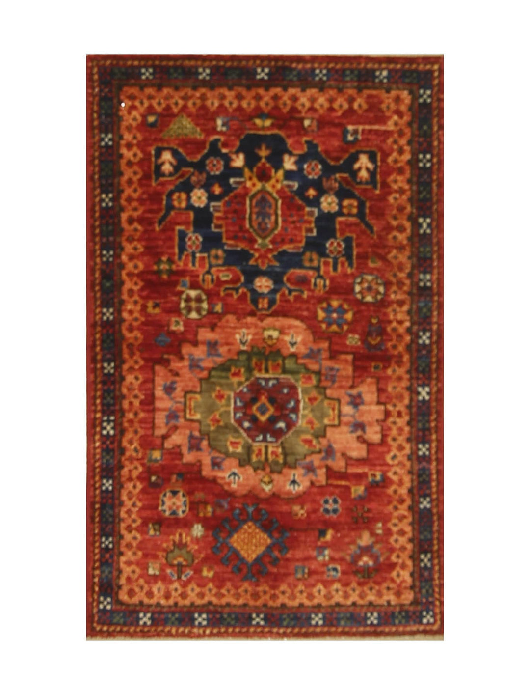 2x3 Baluch Rusty Red Afghan Hand knotted small rug - Yildiz Rugs