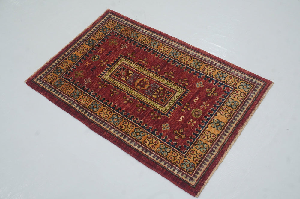 2x3 Red Baluch Afghan Hand knotted Tribal Accent Rug - Yildiz Rugs