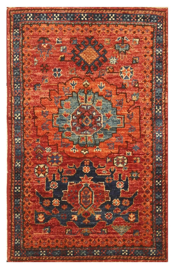 2x3 Baluch Rusty Red Afghan Hand knotted small rug - Yildiz Rugs