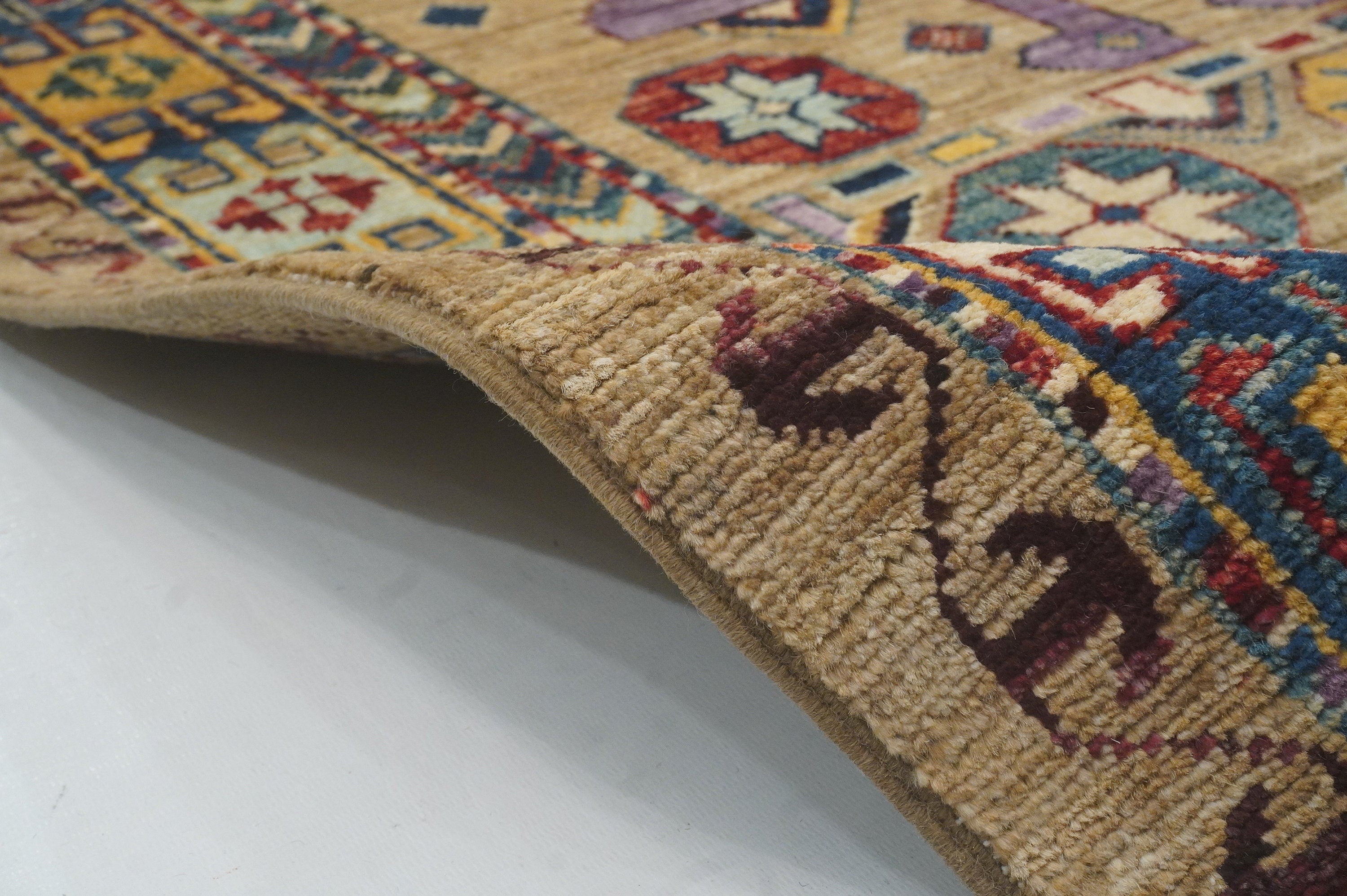 4x10 Kazak Taupe Gray Afghan Hand knotted Wide Runner Rug - Yildiz Rugs