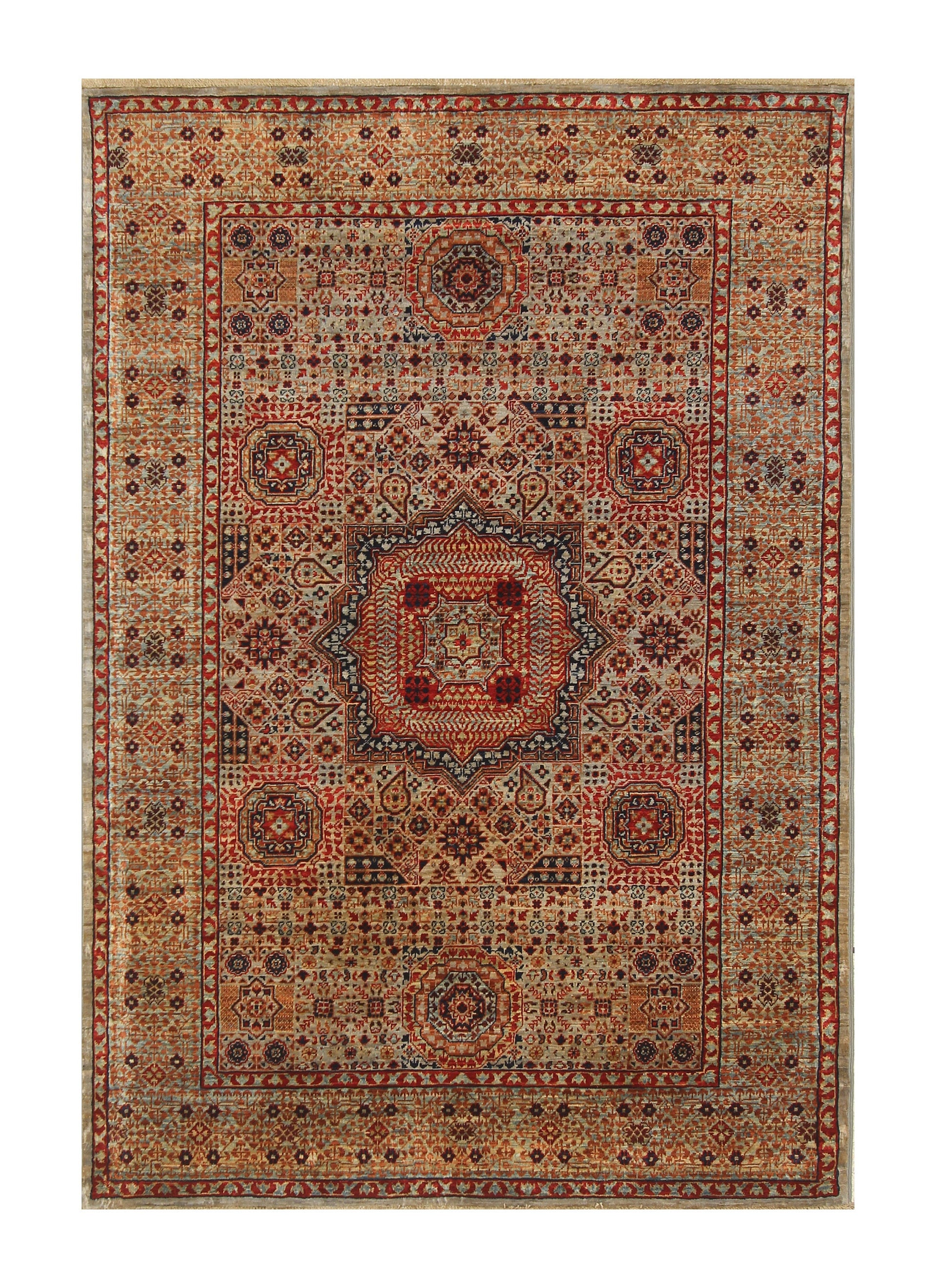 4x6 Gray Mamluk Turkish Hand Knotted Medallion Rug - Yildiz Rugs