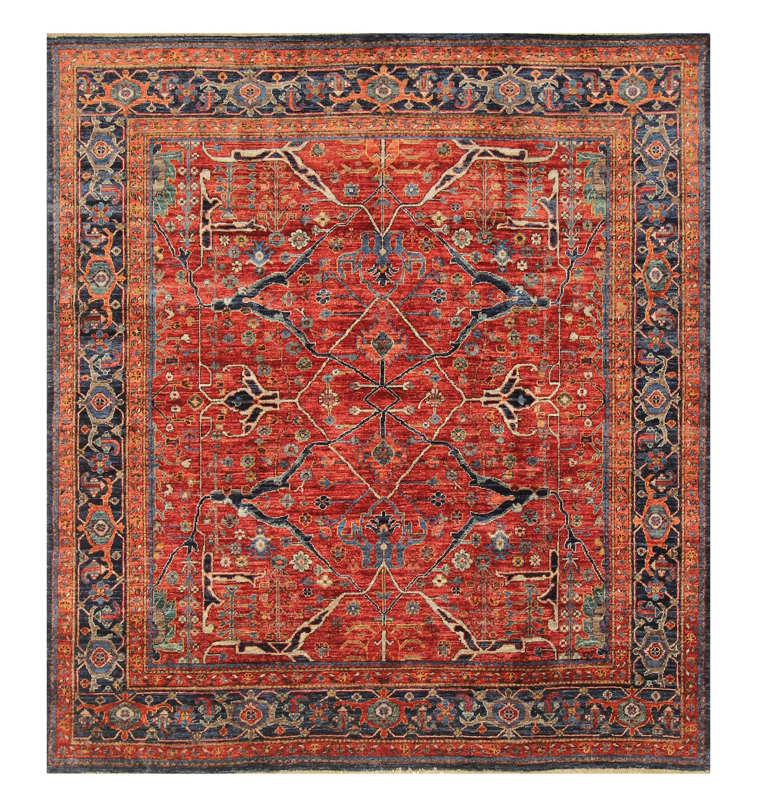 6x6 Bidjar Deep Red Hand knotted Square Oriental Rug - Yildiz Rugs