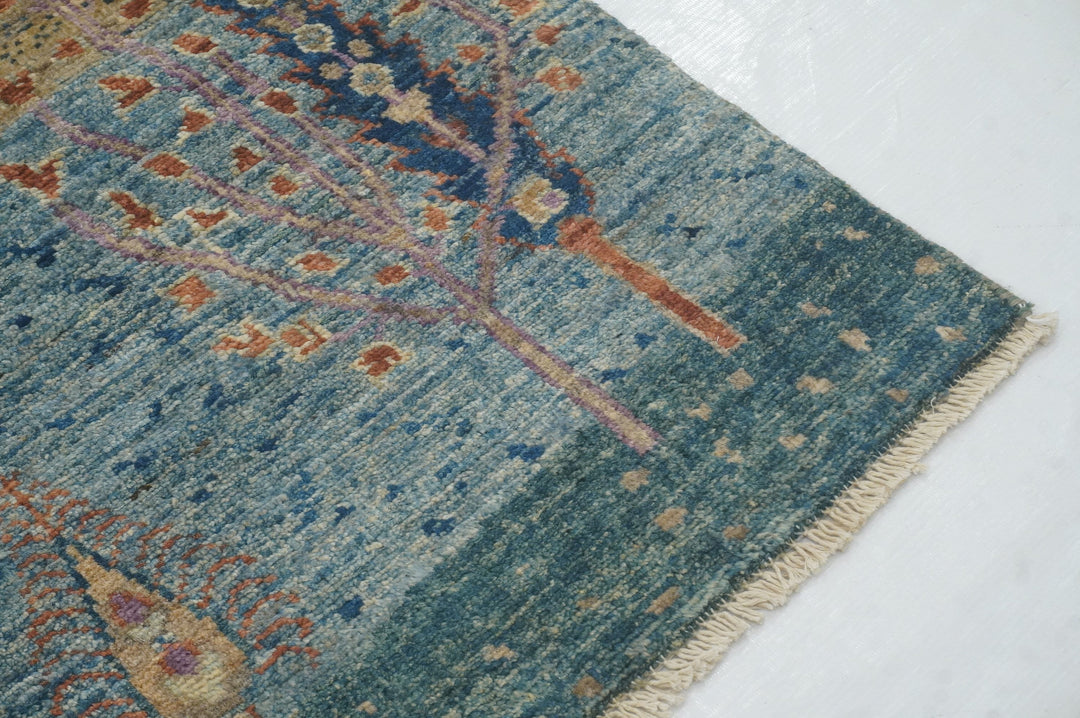 5 ft Tribal Blue Gabbeh Afghan Hand knotted Narrow Runner Rug - Yildiz Rugs