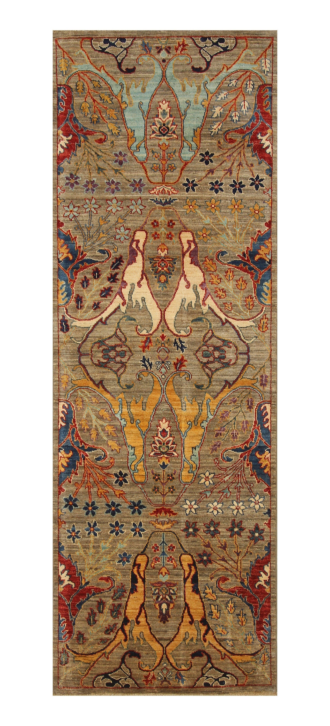 8 ft Gray Bidjar Transitional Hand knotted Runner Rug - Yildiz Rugs
