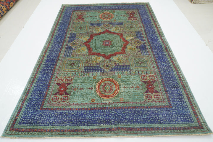 7x10 Soft Blue Mamluk Hand knotted Turkish Medallion Rug - Yildiz Rugs