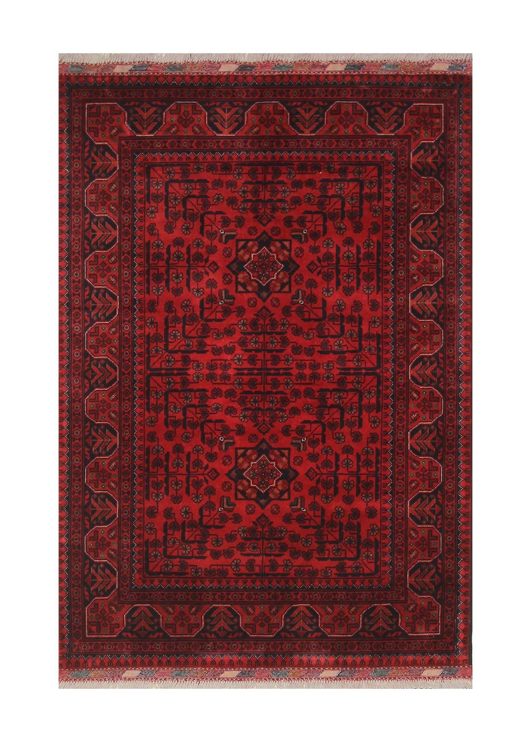 3x5 Red Khal Mohammadi Afghan hand knotted Wool Oriental Rug - Yildiz Rugs