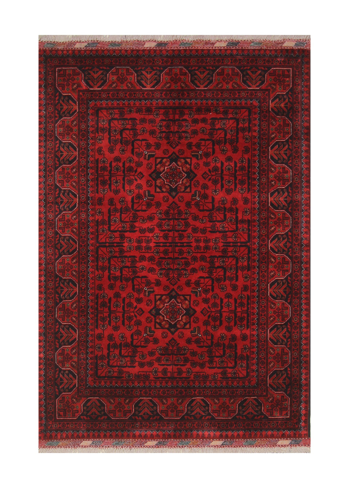 3x5 Red Khal Mohammadi Afghan hand knotted Wool Oriental Rug - Yildiz Rugs