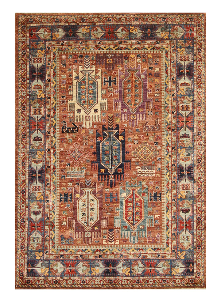 5x7 Brown Baluch Samarkand Afghan Hand knotted Tribal Rug - Yildiz Rugs