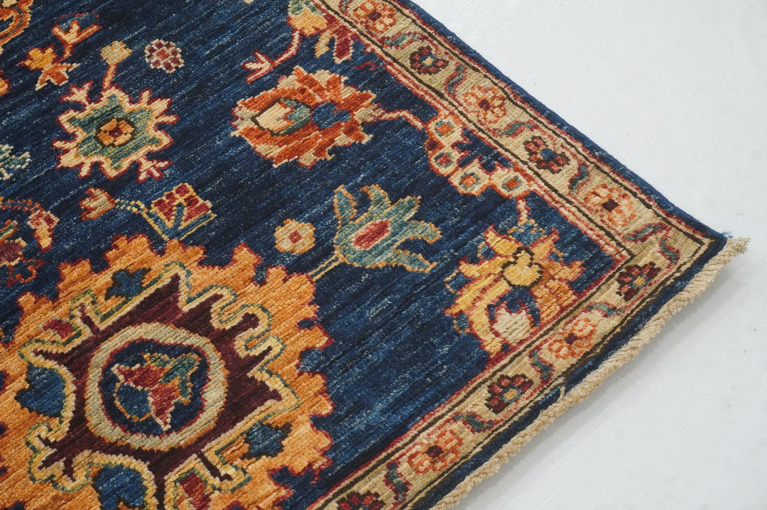 8 ft Bidjar Navy Blue Afghan Hand knotted Oriental Runner Rug - Yildiz Rugs