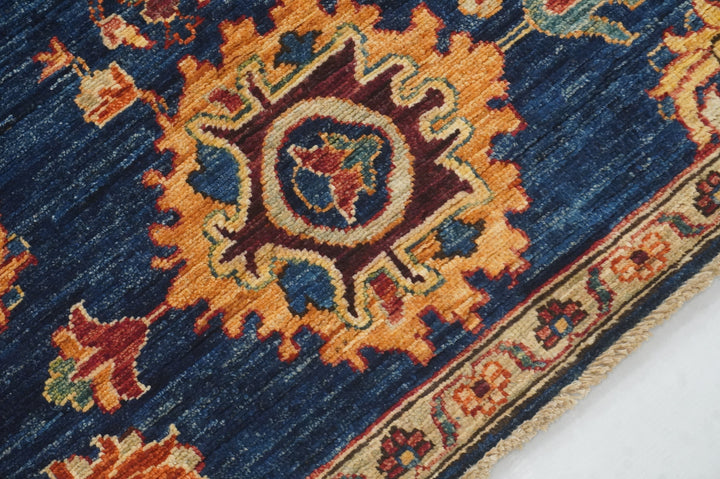 8 ft Bidjar Navy Blue Afghan Hand knotted Oriental Runner Rug - Yildiz Rugs