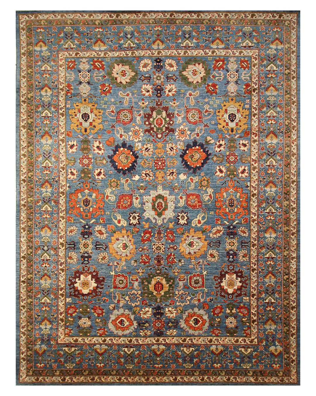 9x12 Blue OrientalBidjar Harshang Afghan Hand knotted Rug - Yildiz Rugs