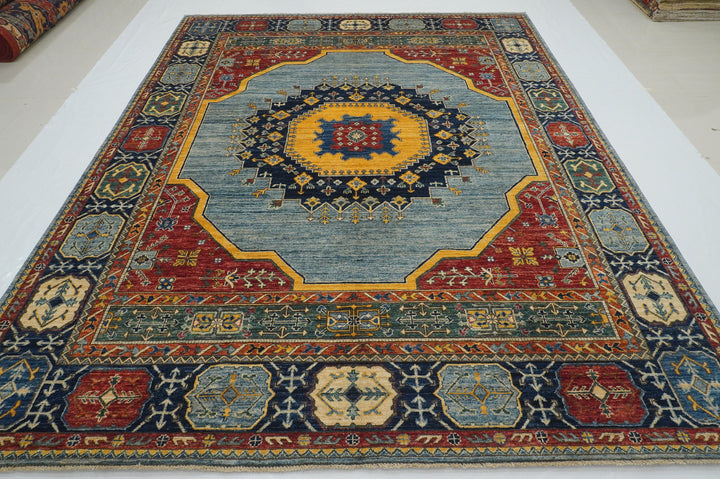 8x10 Blue Heriz Afghan Hand knotted Oriental Rug - Yildiz Rugs