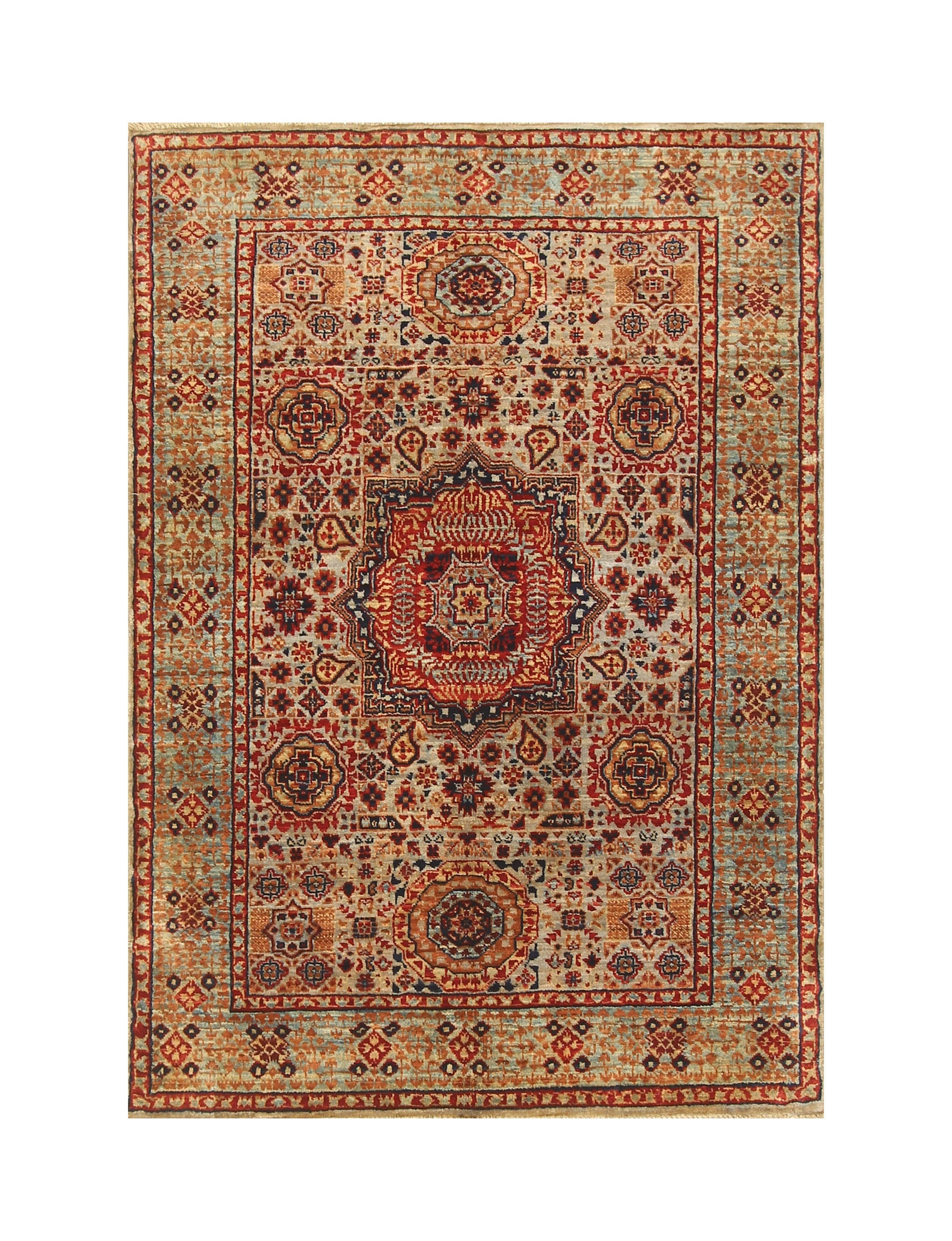 3x4 Gray Mamluk Hand knotted Turkish Medallion Rug - Yildiz Rugs
