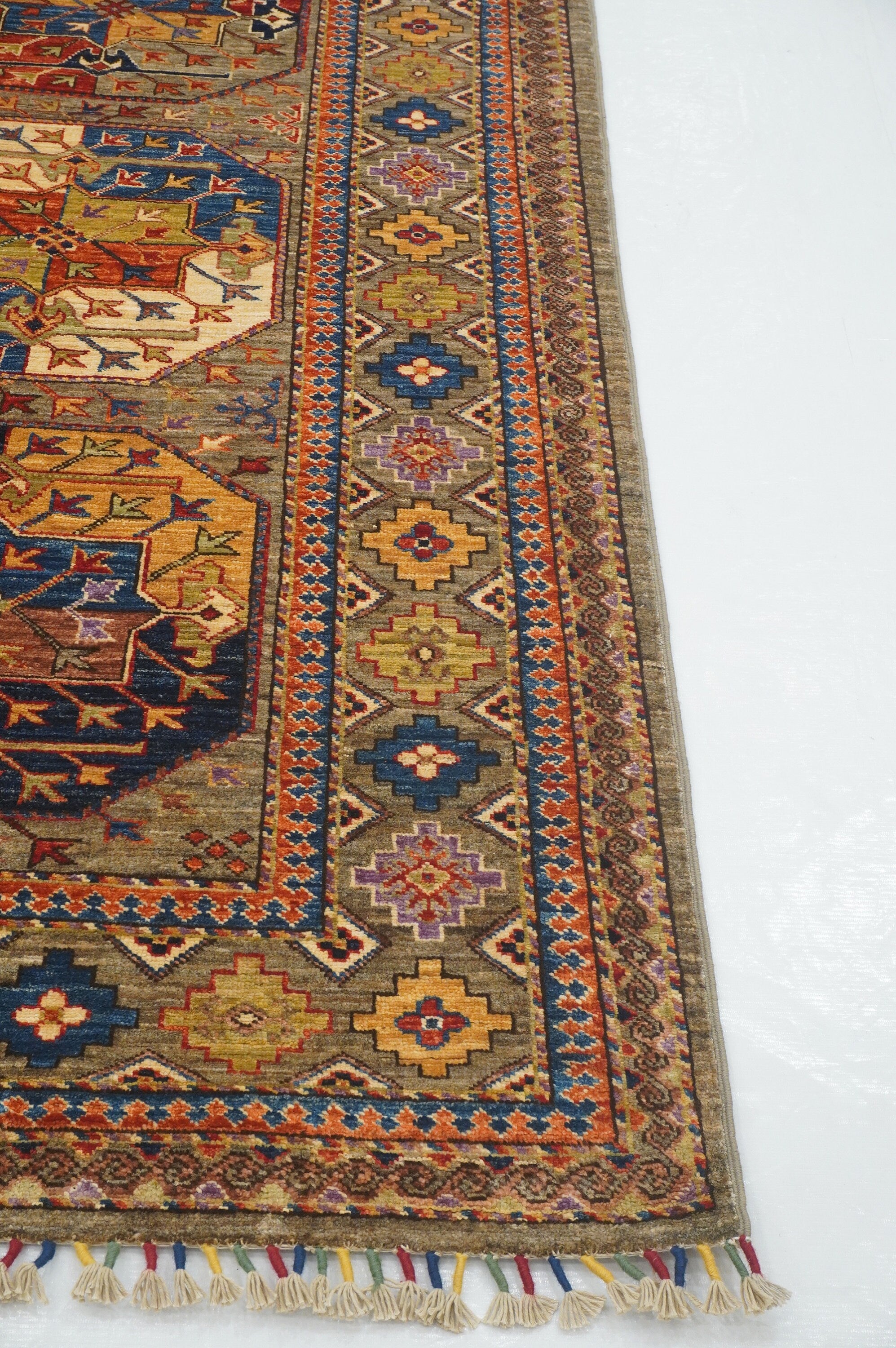 7x10 Taupe Gray Ersari Tribal Afghan Hand knotted Oriental rug - Yildiz Rugs