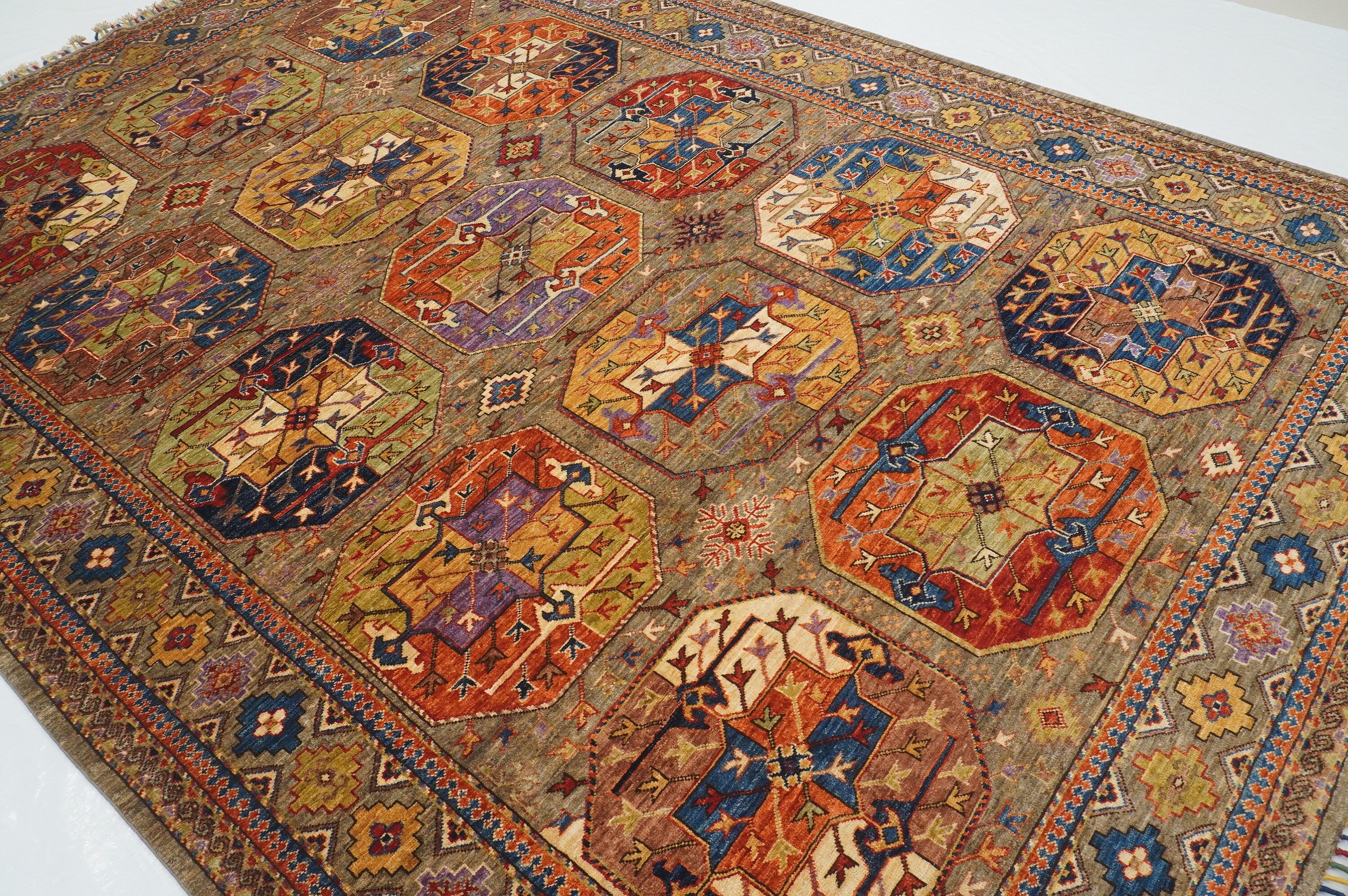 7x10 Taupe Gray Ersari Tribal Afghan Hand knotted Oriental rug - Yildiz Rugs