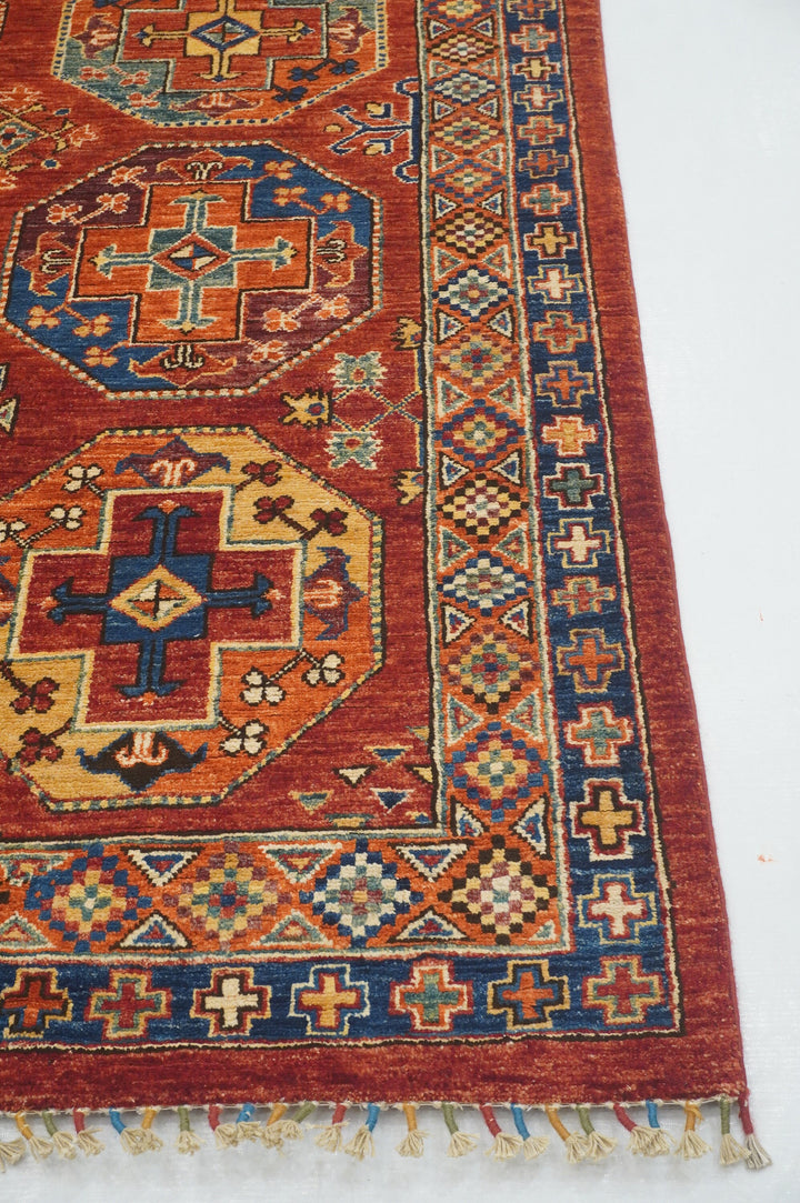 4x6 Red Ersari Afghan hand knotted Wool Oriental Rug - Yildiz Rugs