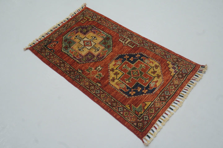 2x3 Red Ersari Afghan Hand knotted rug - Yildiz Rugs