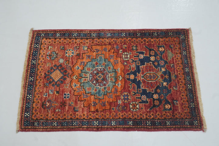 2x3 Baluch Rusty Red Afghan Hand knotted small rug - Yildiz Rugs