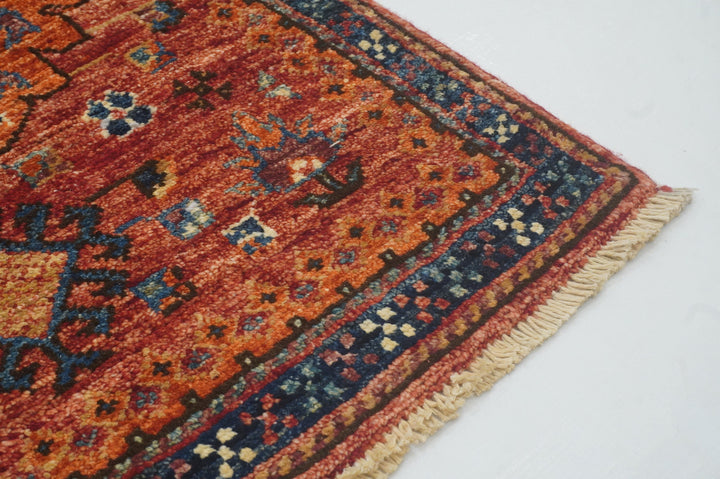 2x3 Baluch Rusty Red Afghan Hand knotted small rug - Yildiz Rugs