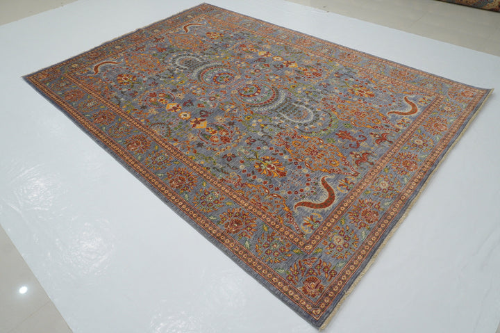 7x9 Turkish Hereke Gray Hand knotted Oriental Rug - Yildiz Rugs