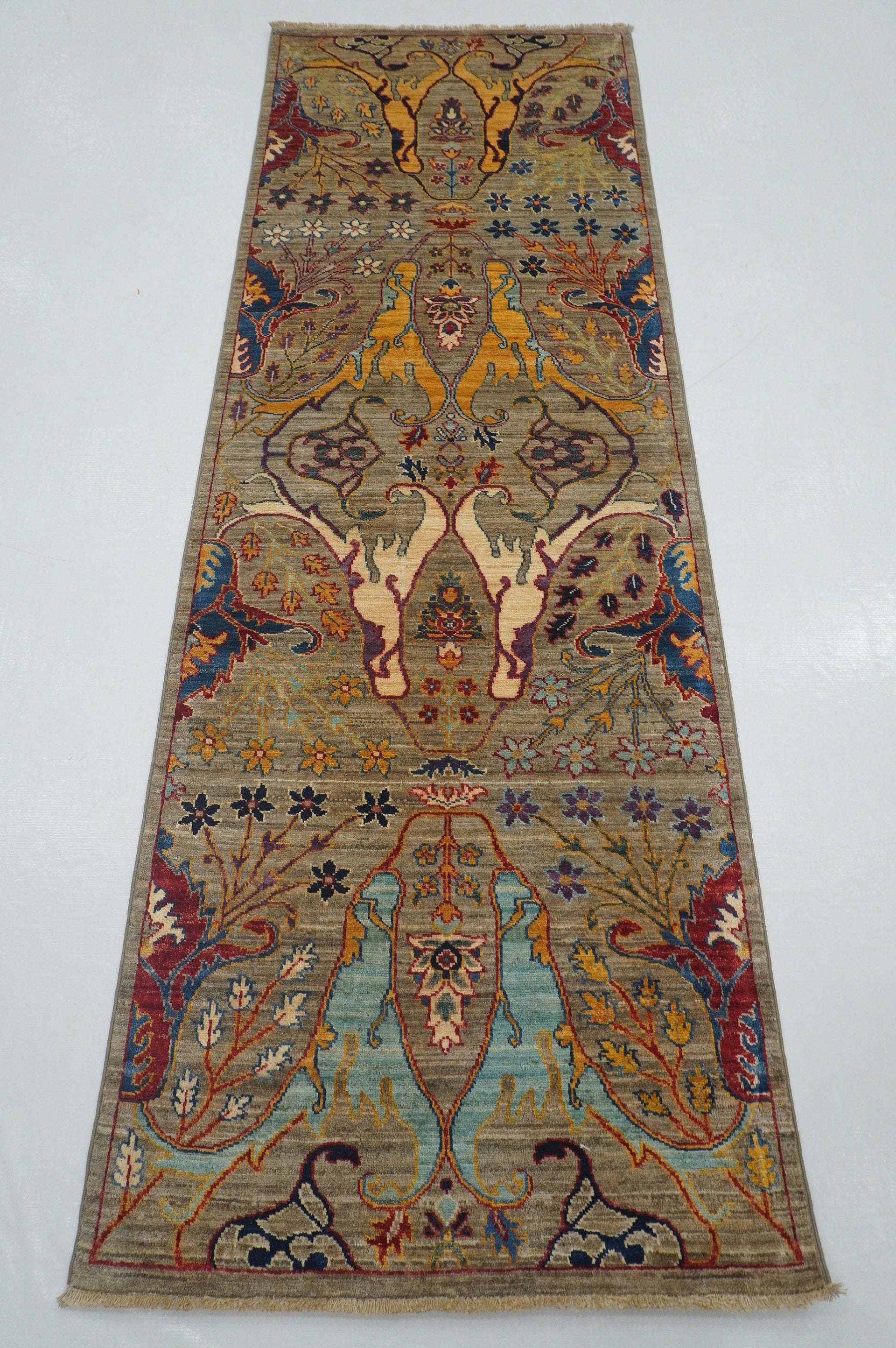 8 ft Gray Bidjar Transitional Hand knotted Runner Rug - Yildiz Rugs