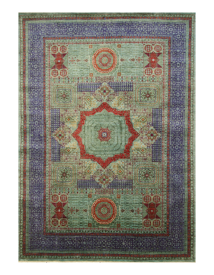 7x10 Soft Blue Mamluk Hand knotted Turkish Medallion Rug - Yildiz Rugs