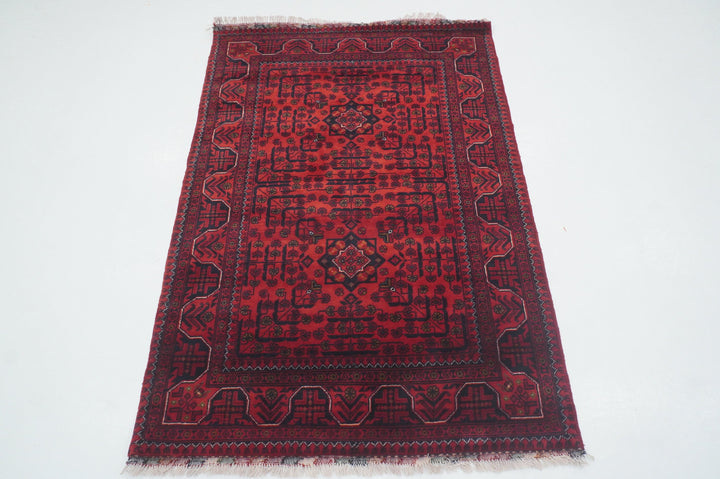 3x5 Red Khal Mohammadi Afghan hand knotted Wool Oriental Rug - Yildiz Rugs