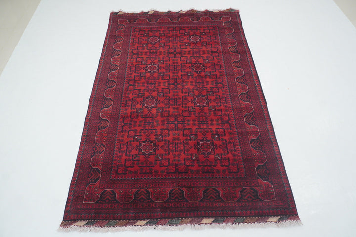 4x7 Red Tribal Afghan Khal Mohammadi hand knotted Wool Rug - Yildiz Rugs