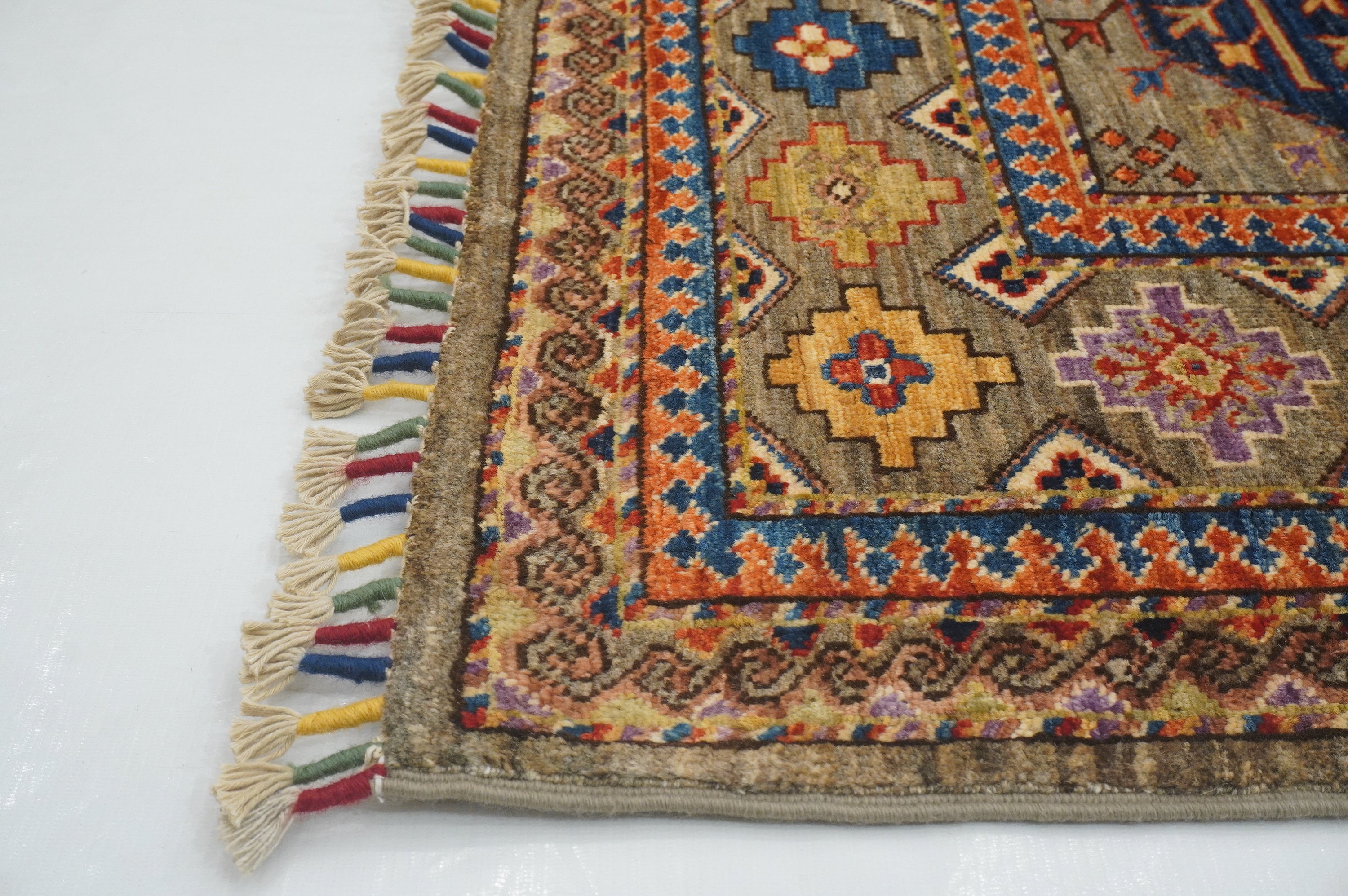 7x10 Taupe Gray Ersari Tribal Afghan Hand knotted Oriental rug - Yildiz Rugs