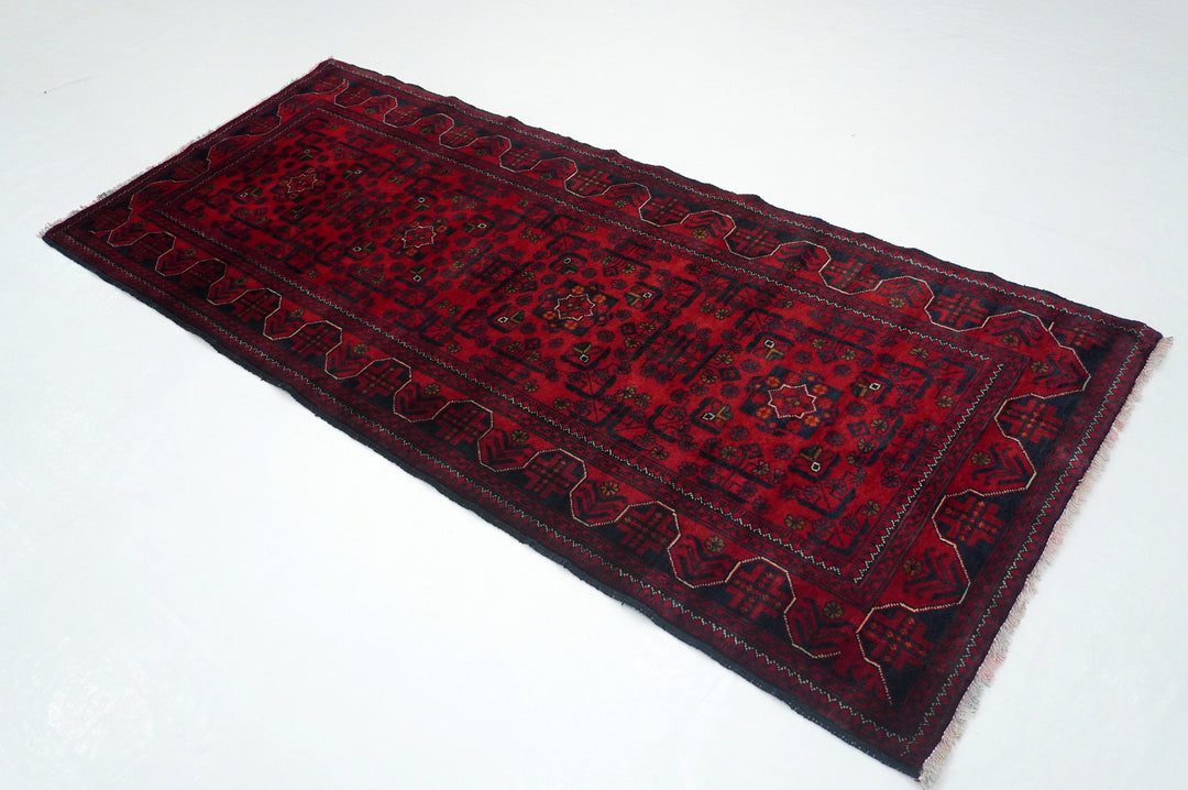 7 ft Deep Red Khal Mohammadi Afghan Hand knotted Tribal Runner Rug - Yildiz Rugs