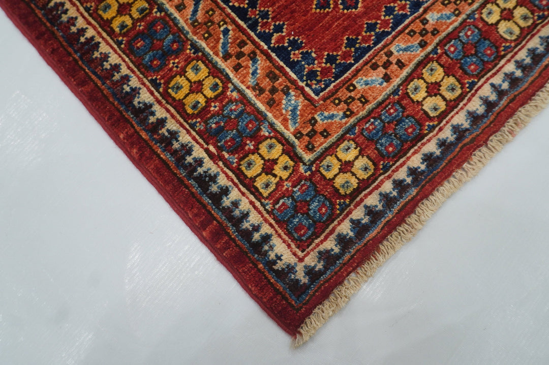 3x4 Tribal Baluch Red Afghan Hand knotted Area Rug - Yildiz Rugs