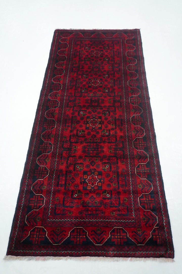 7 ft Deep Red Khal Mohammadi Afghan Hand knotted Tribal Runner Rug - Yildiz Rugs