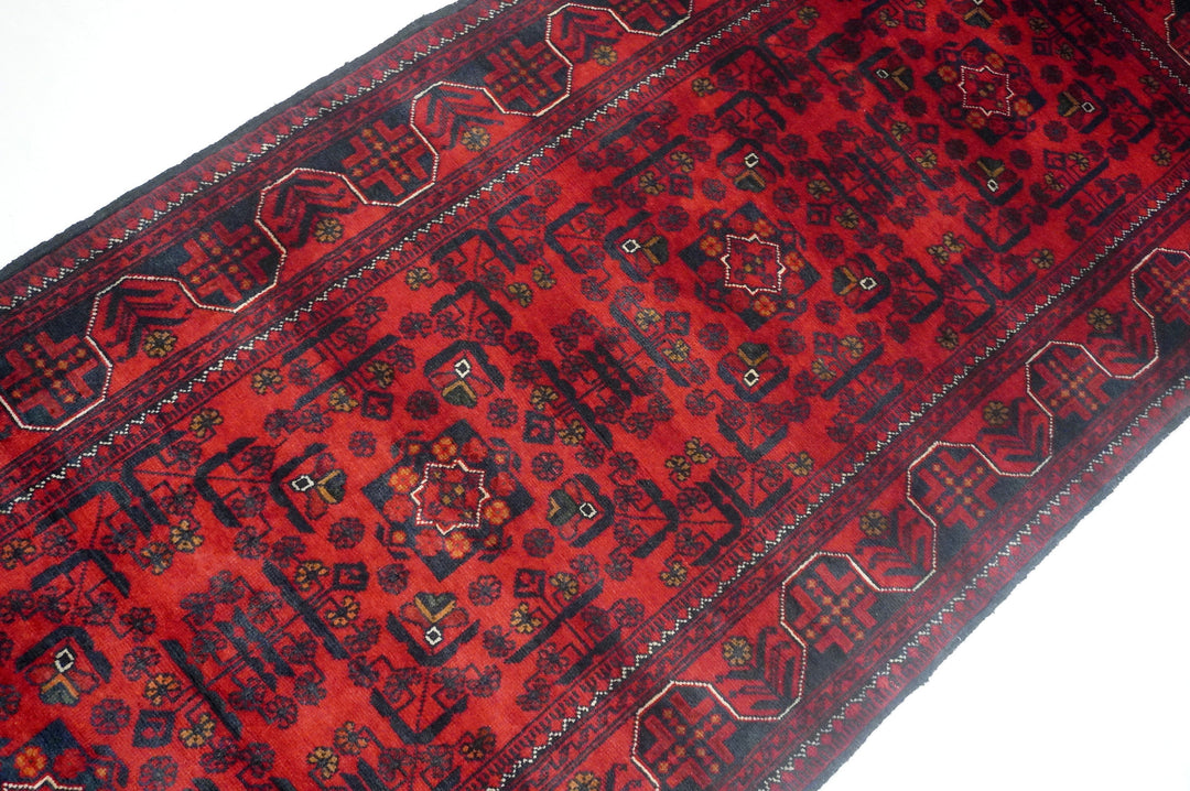 7 ft Deep Red Khal Mohammadi Afghan Hand knotted Tribal Runner Rug - Yildiz Rugs