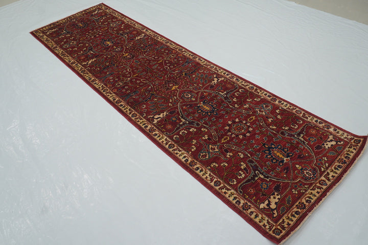 10 ft Bidjar Deep Red Afghan Hand knotted Wool Oriental Runner Rug - Yildiz Rugs