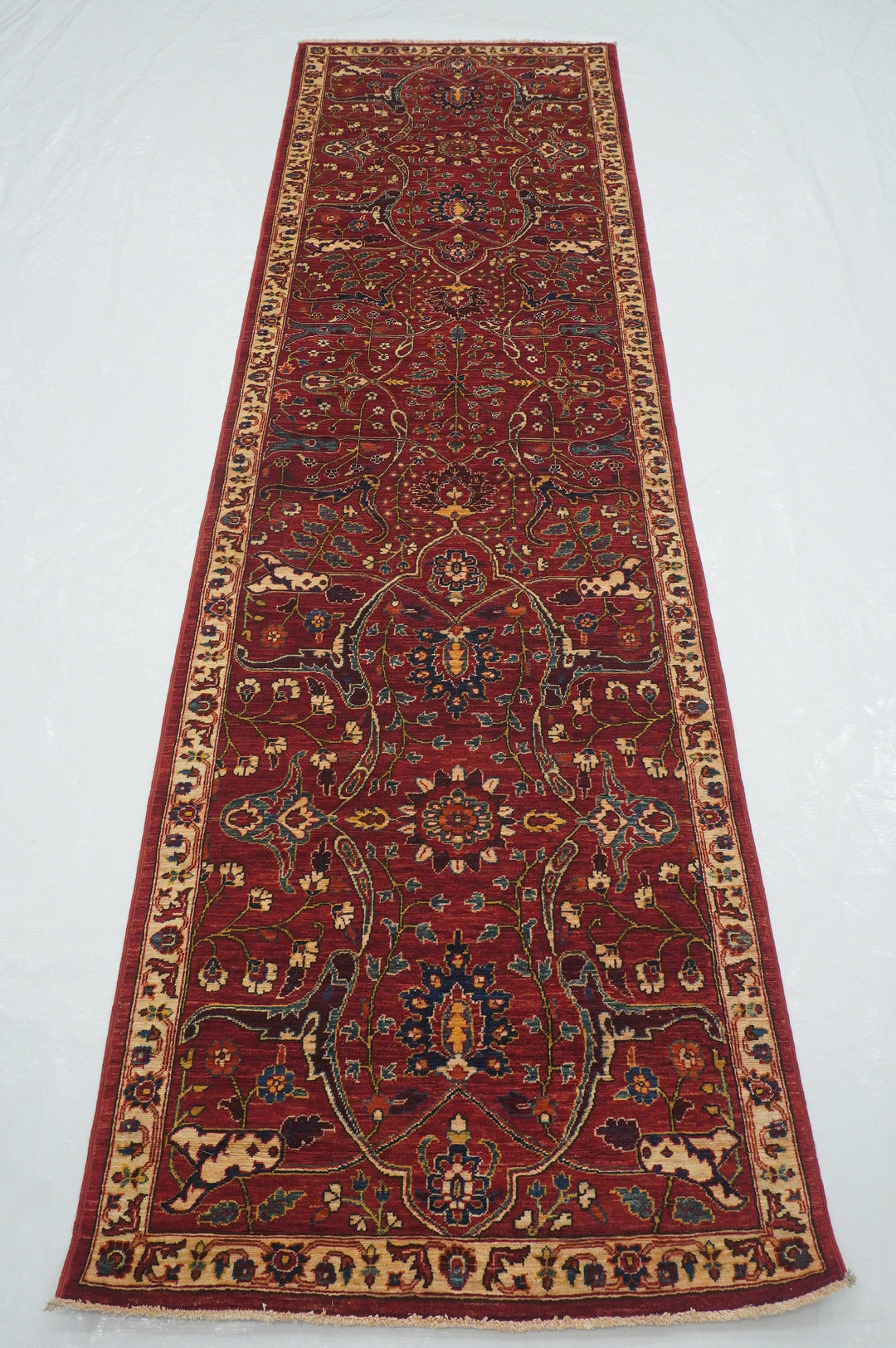 10 ft Bidjar Deep Red Afghan Hand knotted Wool Oriental Runner Rug - Yildiz Rugs