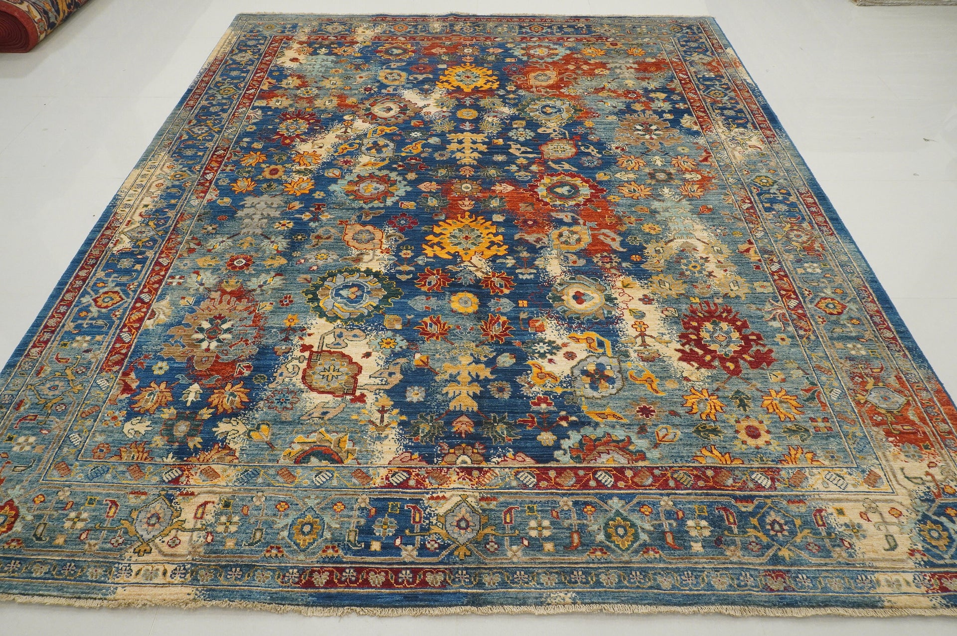 8x10 Modern Bidjar Blue Colors Burst Afghan Hand knotted Oriental Rug - Yildiz Rugs
