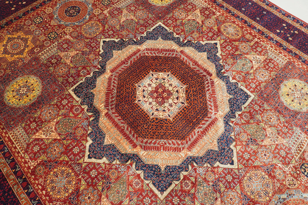 12x15 Deep Red Mamluk Hand knotted Wool Turkish Medallion Rug - Yildiz Rugs