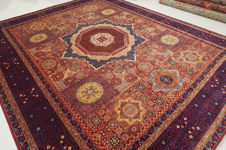 12x15 Deep Red Mamluk Hand knotted Wool Turkish Medallion Rug - Yildiz Rugs