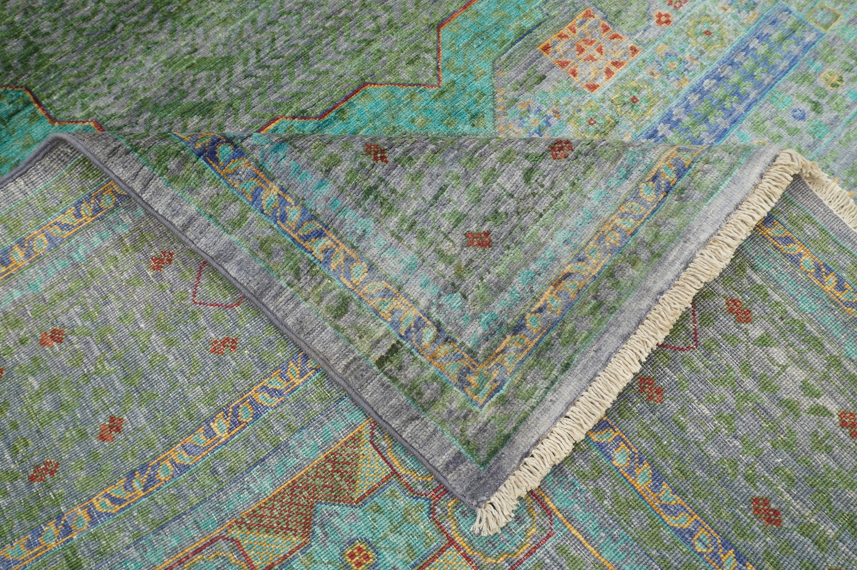 6x8 Muted Gray Mamluk Turkish Hand Knotted Wool Geometric Medallion Rug - Yildiz Rugs