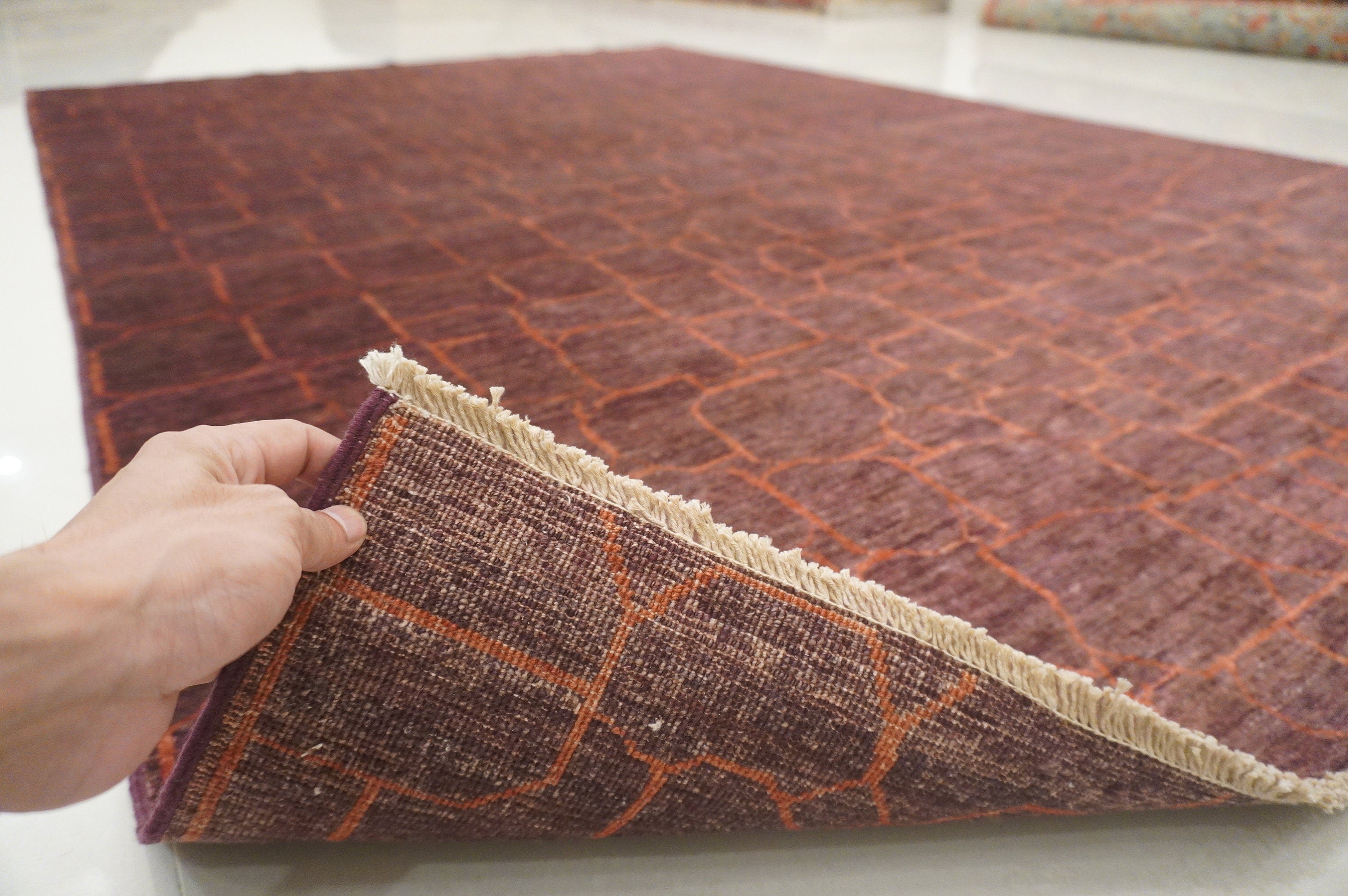 7x10 Purple Abstract Gabbeh Afghan Hand knotted Modern Abstract Rug - Yildiz Rugs